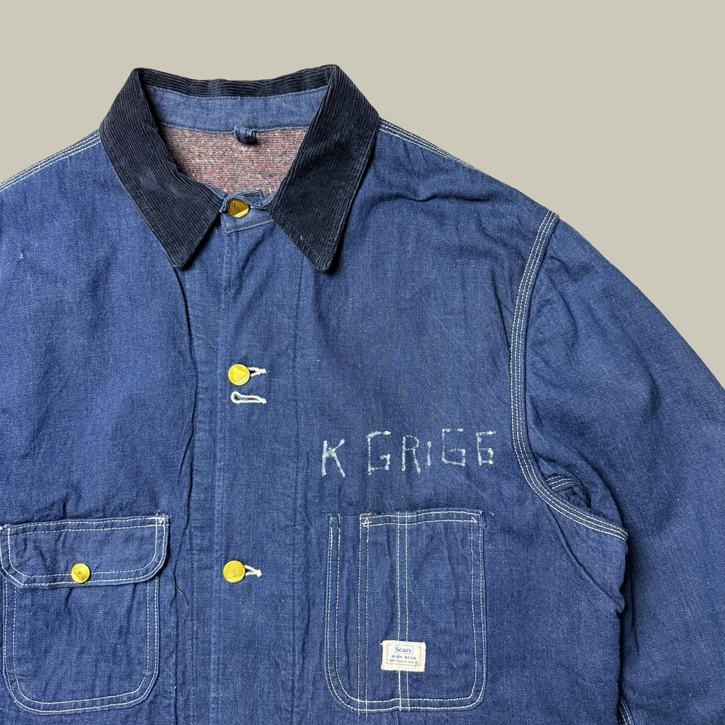 1940s SEARS ROEBUCK BLANKET-LINED DENIM CHORE COAT