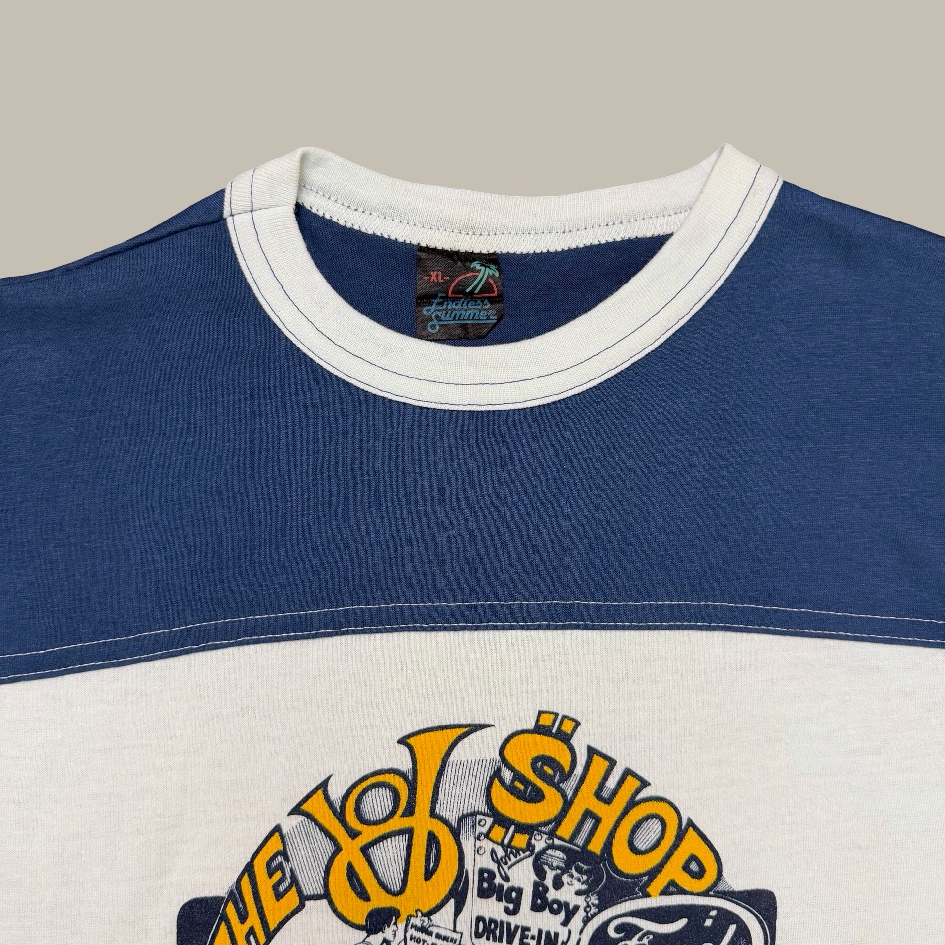 THE OLD SHOPPE REPRODUCTIONS AUTOMOTIVE RINGER T-SHIRT · CIRCA 1980S