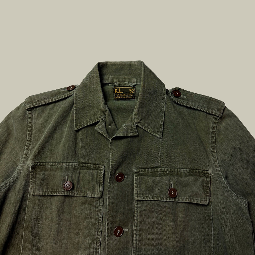 BELGIAN ARMY HERRINGBONE TWILL FIELD SHIRT CIRCA EARLY 1960S
