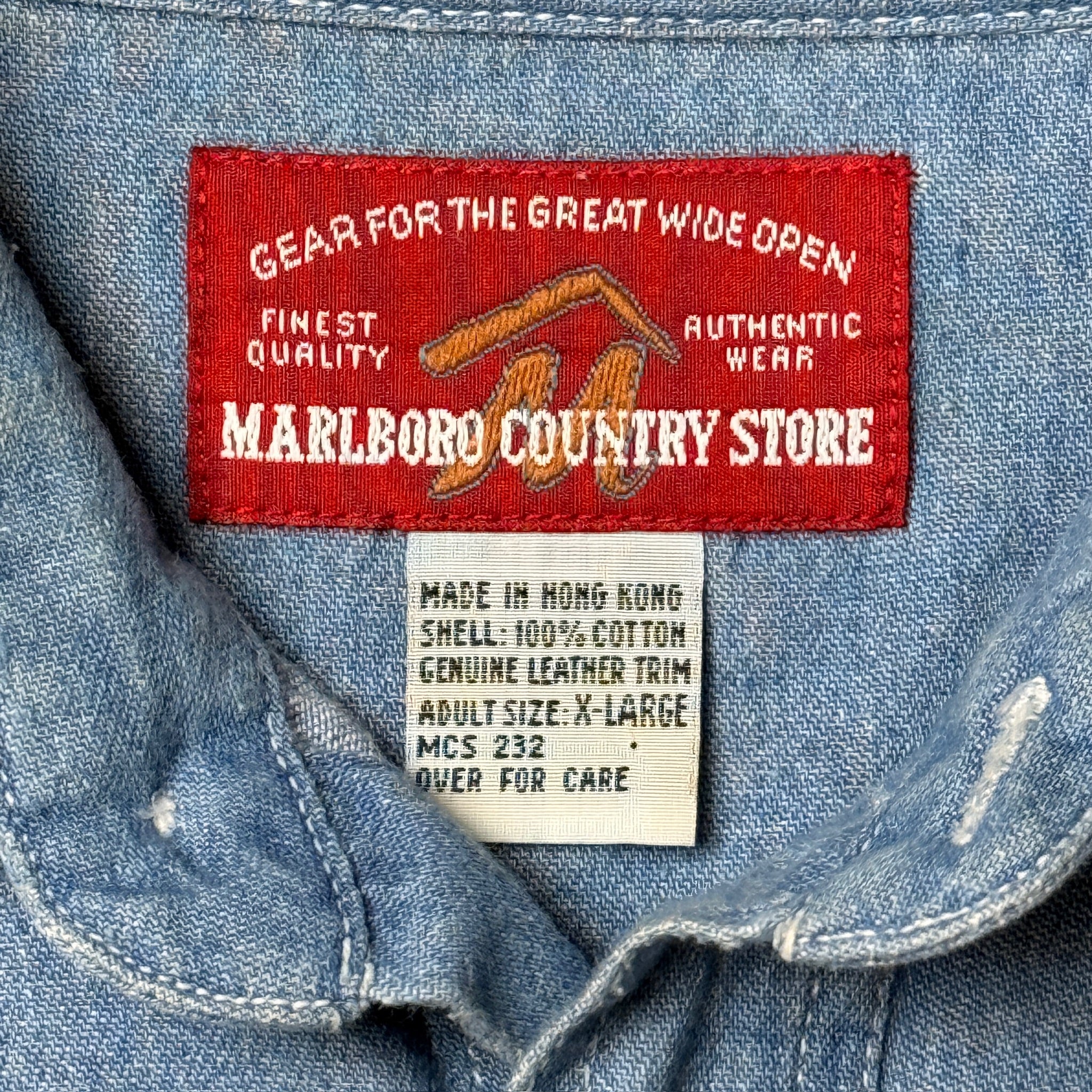 MARLBORO COUNTRY STORE DENIM WORK SHIRT CIRCA LATE 1990S