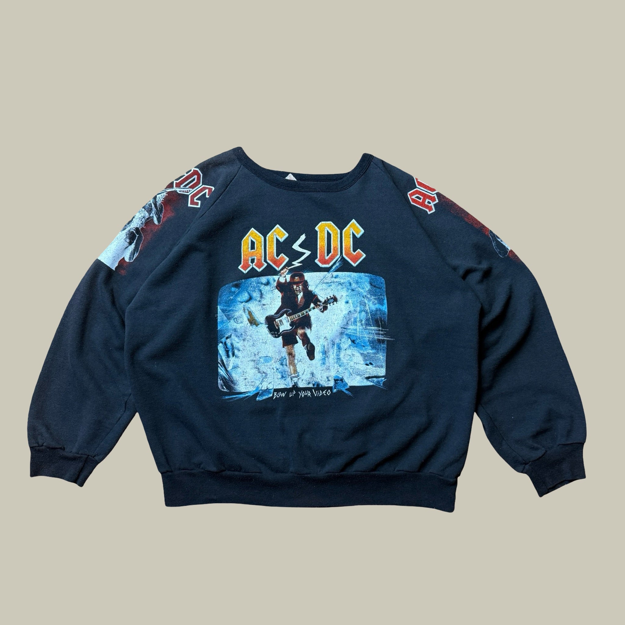1988 AC/DC BLOW UP YOUR VIDEO RAGLAN SWEATER