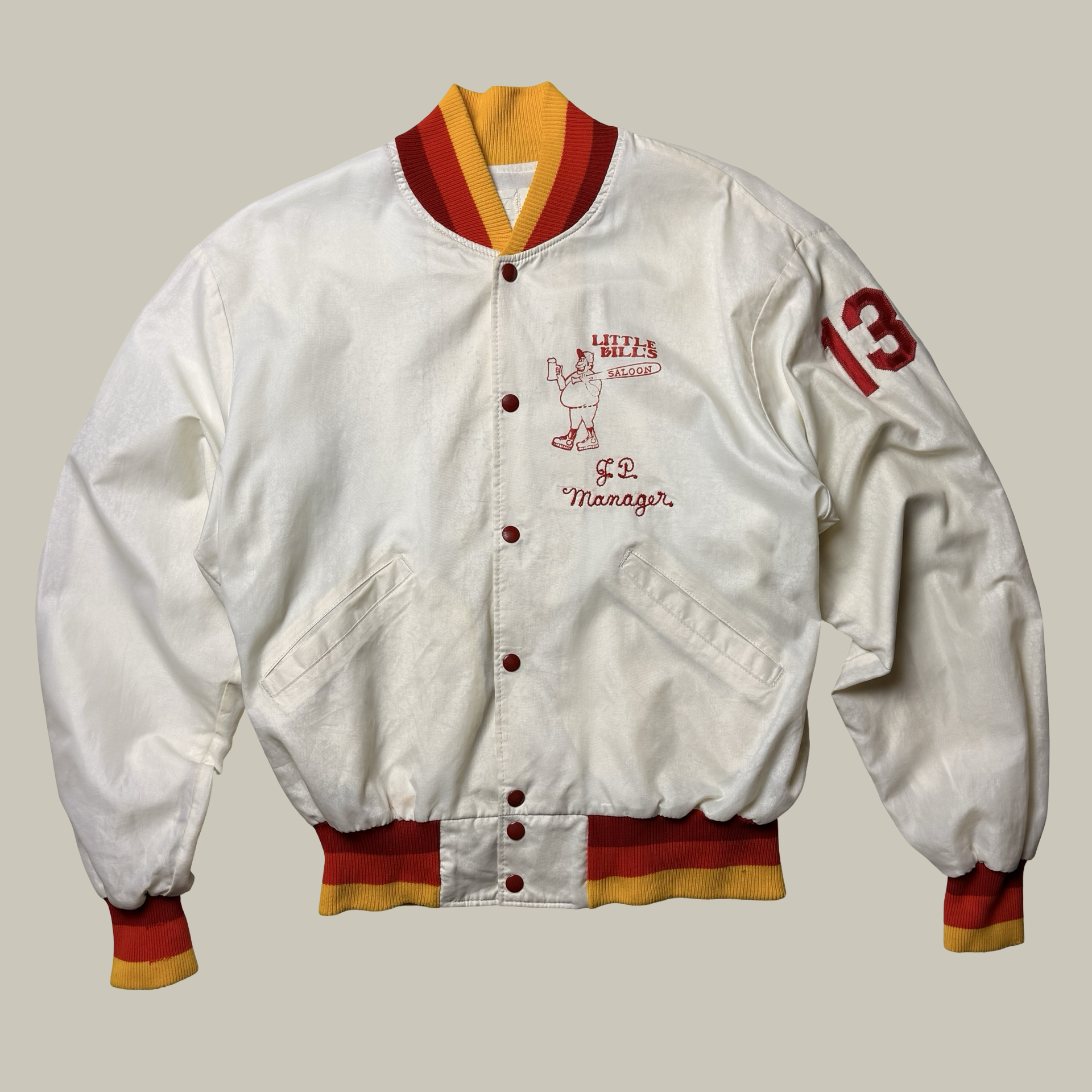 LITTLE BILL’S SALOON SATIN VARSITY JACKET (C. LATE 1970s–1980s)