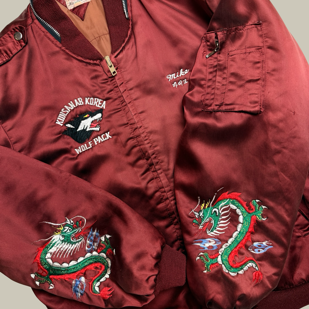 JAPANESE SOUVENIR SUKAJAN DRAGON BOMBER JACKET (C. 1986)