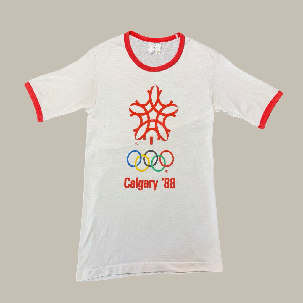 CALGARY ’88 OLYMPIC RINGER T-SHIRT — CIRCA LATE 1980S