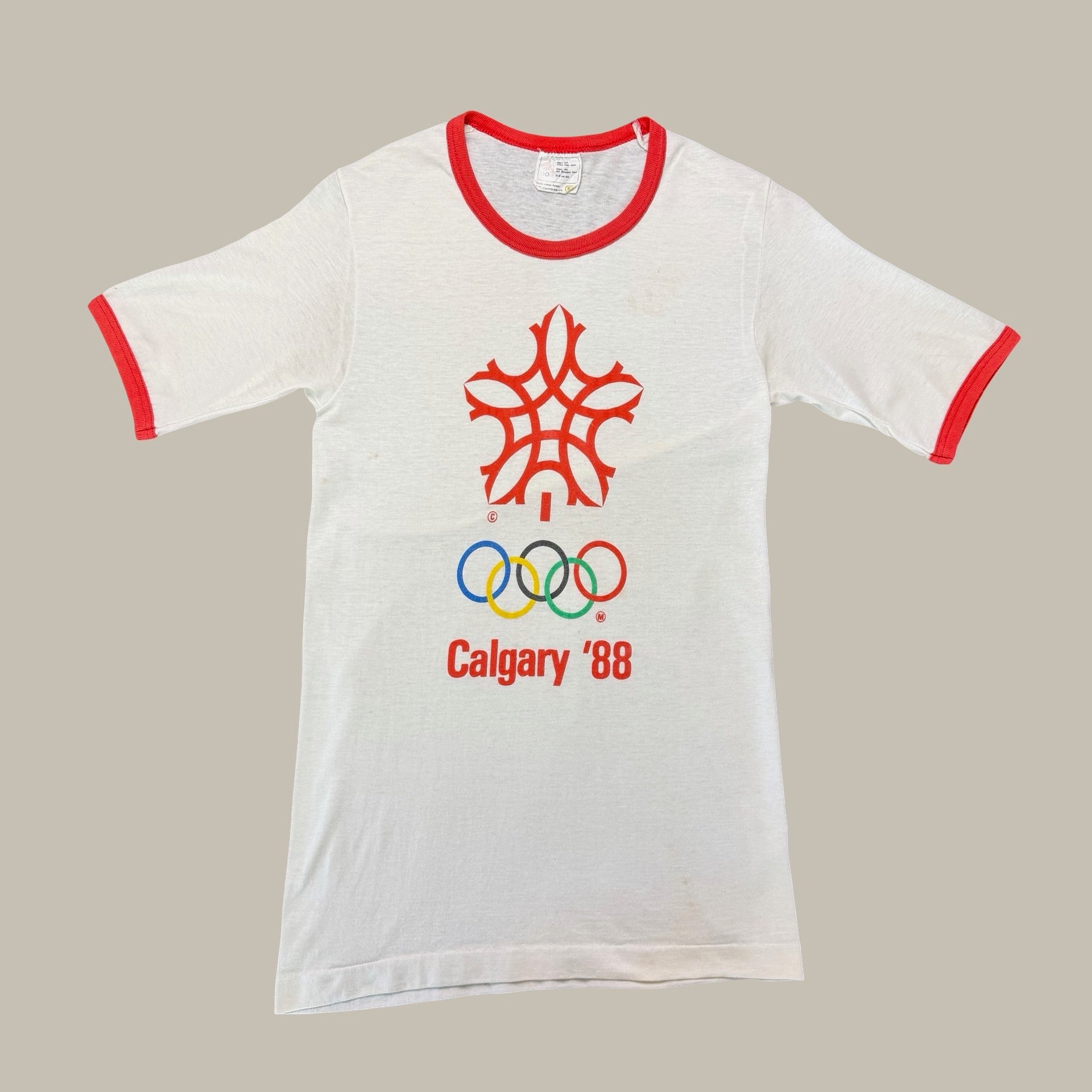 CALGARY ’88 OLYMPIC RINGER T-SHIRT — CIRCA LATE 1980S