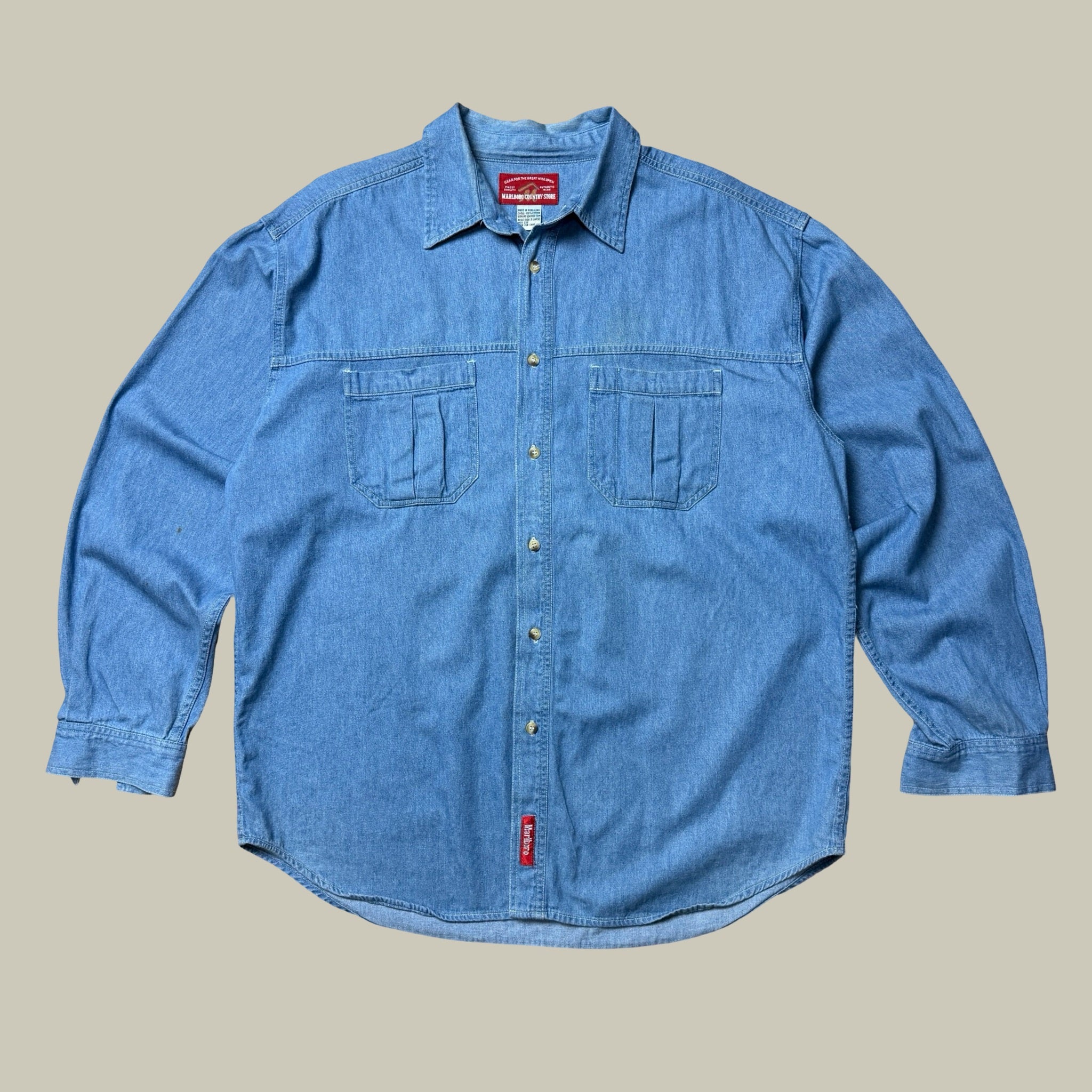 MARLBORO COUNTRY STORE DENIM WORK SHIRT CIRCA LATE 1990S