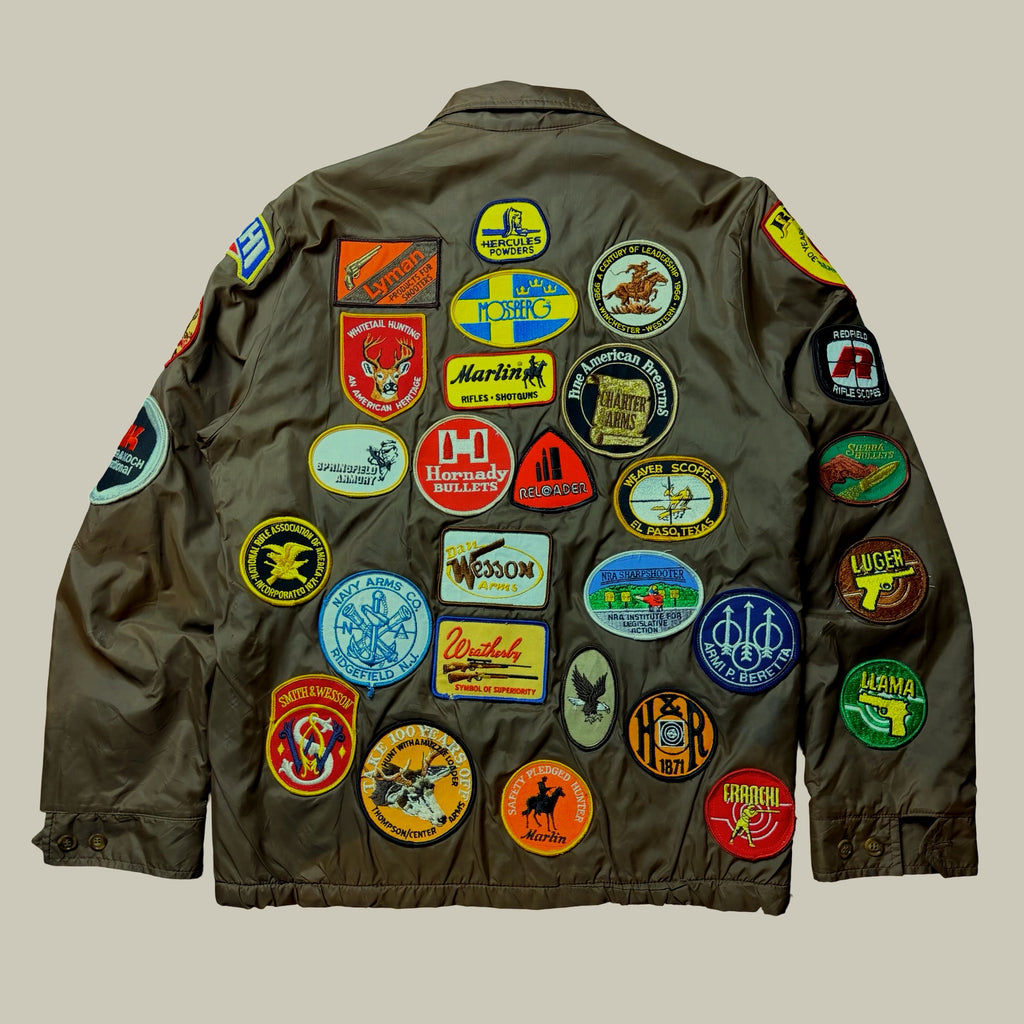 PATCHED FIREARMS & HUNTING WORK JACKET (C. LATE 1970s–1980s)