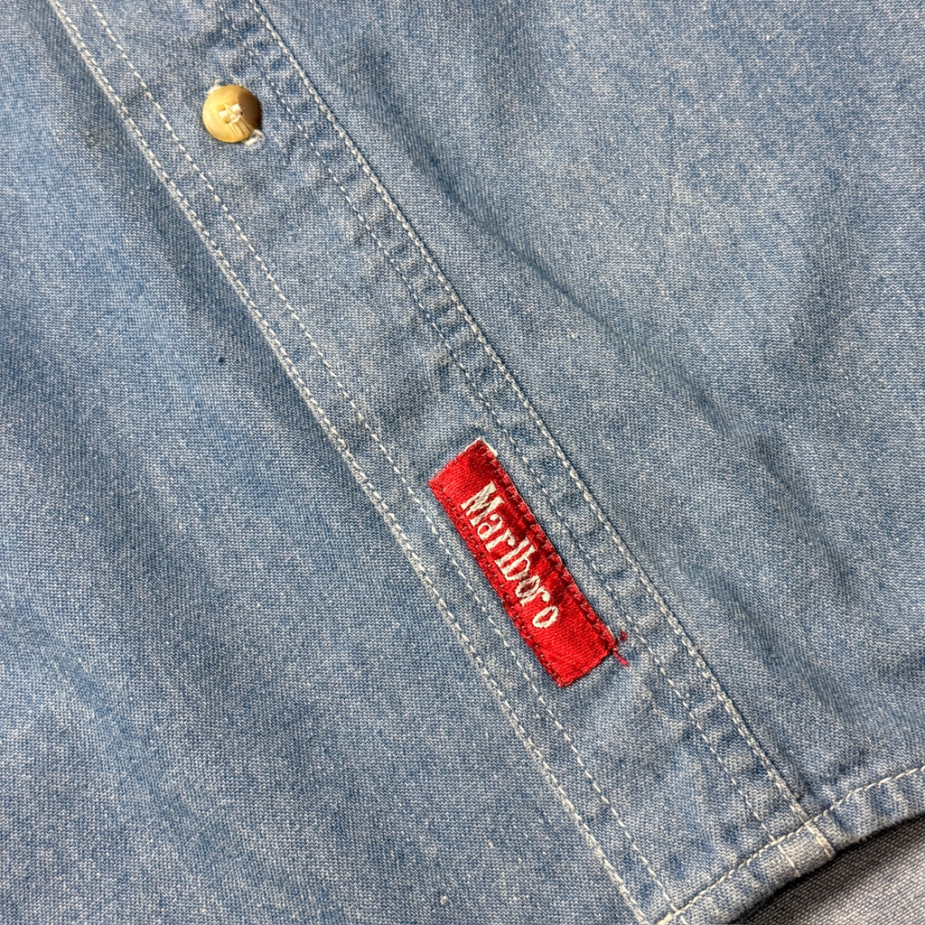 MARLBORO COUNTRY STORE DENIM WORK SHIRT CIRCA LATE 1990S