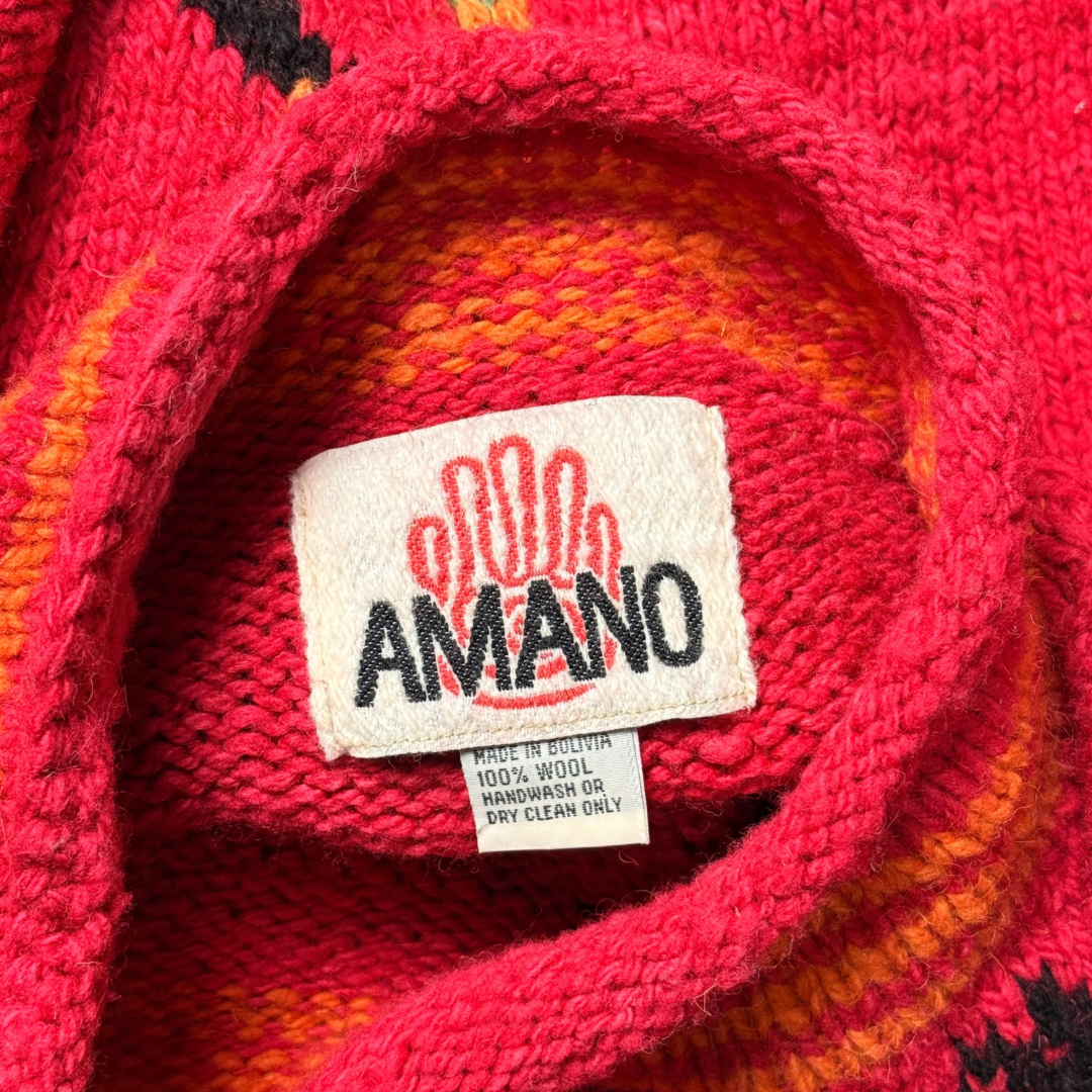 AMANO BOLIVIAN HANDWOVEN FIGURAL WOOL SWEATER (C. LATE 1980s–1990s)